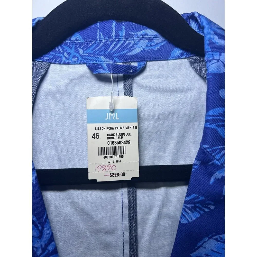 J. McLaughlin Libson Kona Palms Sport‎ Coat Stretch Blue Men's 46